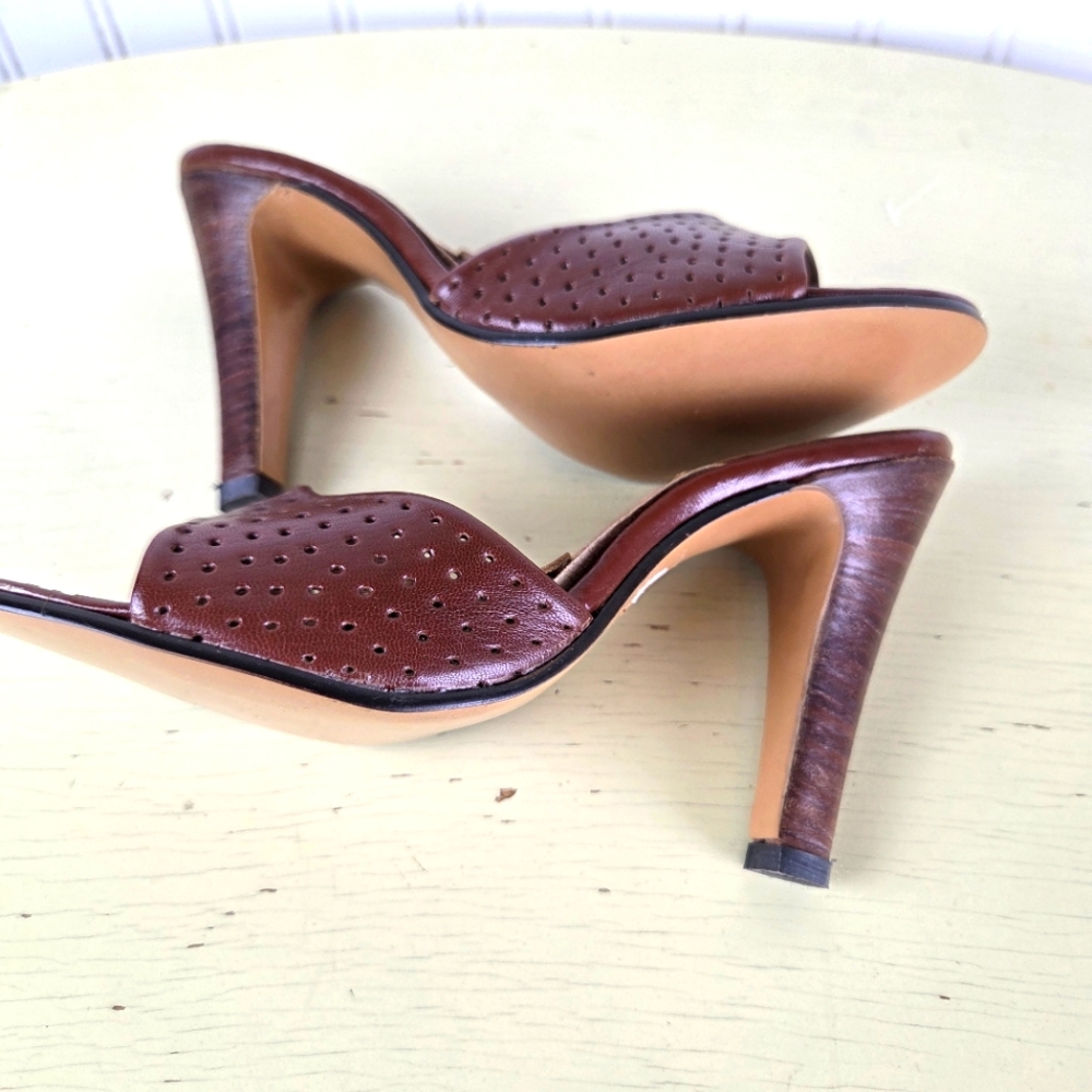 Vintage Foot Works Sling O Lators Brown Leather Women's Mules 6M - Picture 10 of 16